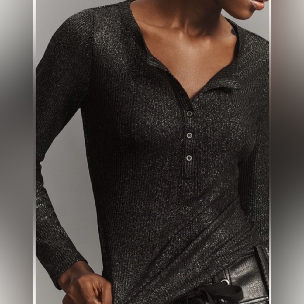 Pilcro by Anthropologie Andie Ribbed Spotlight Henley Size XS - Picture 2 of 9